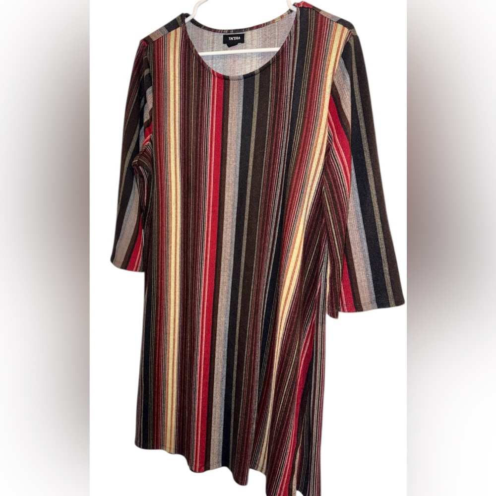 Tacera 3/4 Sleeve Striped Tunic Dress, Size Large, NWOT